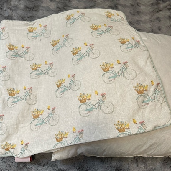 The Carrot Patch Decorative Down Pillow Hello Spring 20" x 20" Bicycle Beading - Picture 3 of 11